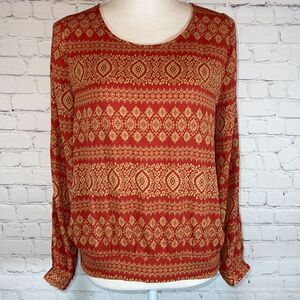 Umgee Split Burnt Orange Blouse